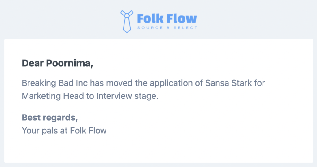 Folk Flow - Notifications of candidate status change for staffing agencies.